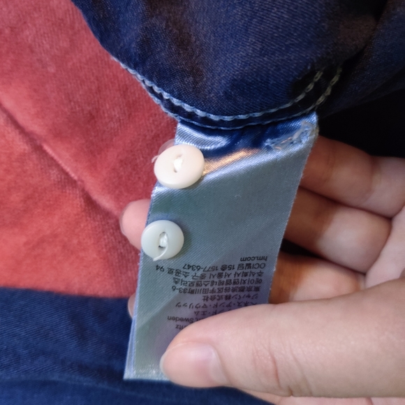 H&M Lyocell Navy Blue Cropped Long-Sleeve Collared Shirt - Picture 6 of 7